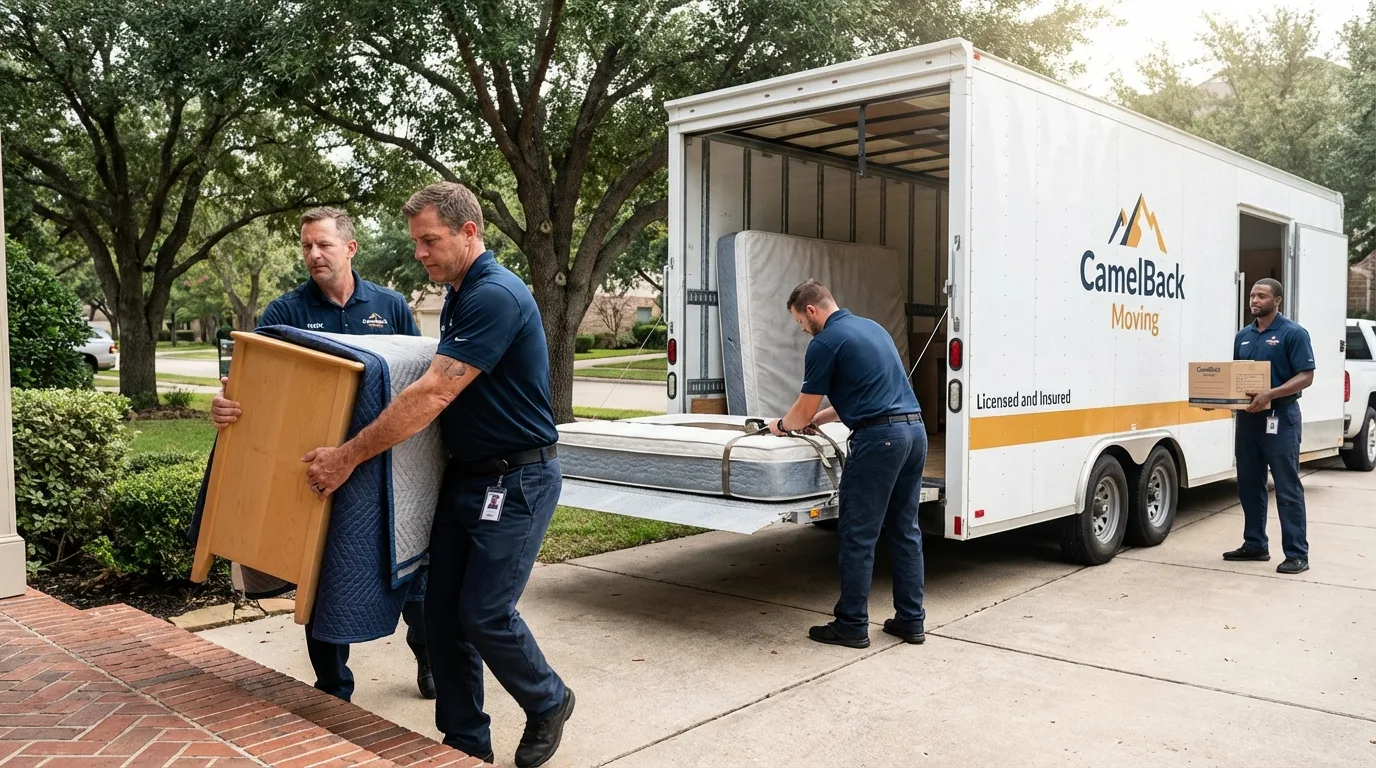 Crew loading residential truck for cross-state move from Winfield, WV