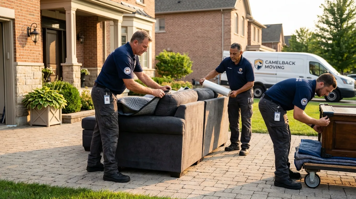 Large estate moving crew wrapping furniture in Winfield, WV